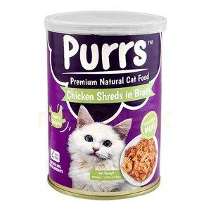 Purrs Cat TIN Food Chicken Shreds in Broth